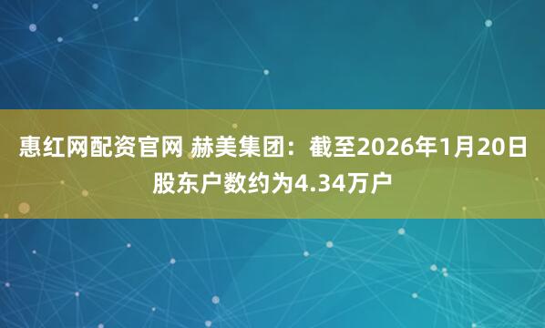 惠红网配资官网 赫美集团：截至2026年1月20日股东户数约为4.34万户